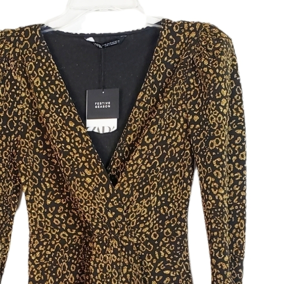 ZARA animal print dress structured leopard festive - Picture 3 of 7